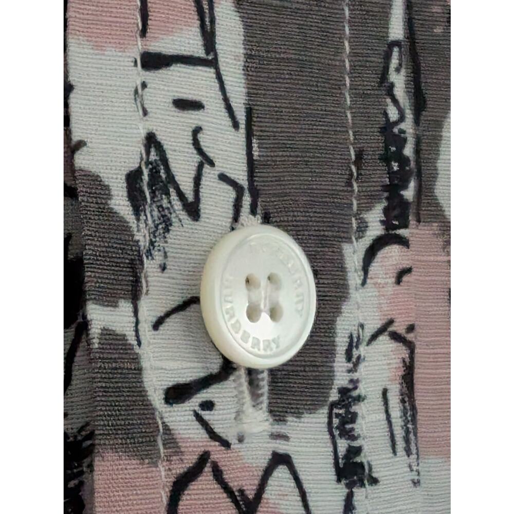 Burberry Men's Linen Graphic Sketch Print Button-down Size Large Gray Pink - Picture 7 of 10